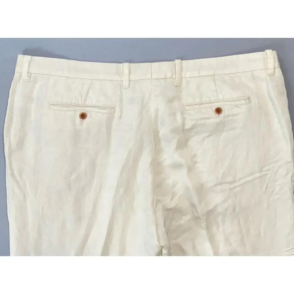 Tommy Bahama Flat Front Linen/Tencel Lightweight Chino Pants. Ivory, 42X27.5 EUC